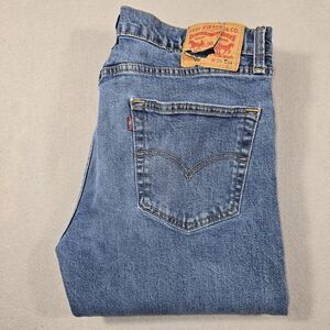 Levi's 505 Regular Fit Men's Jeans Size 34x34 Straight Leg Distressed Blue Denim